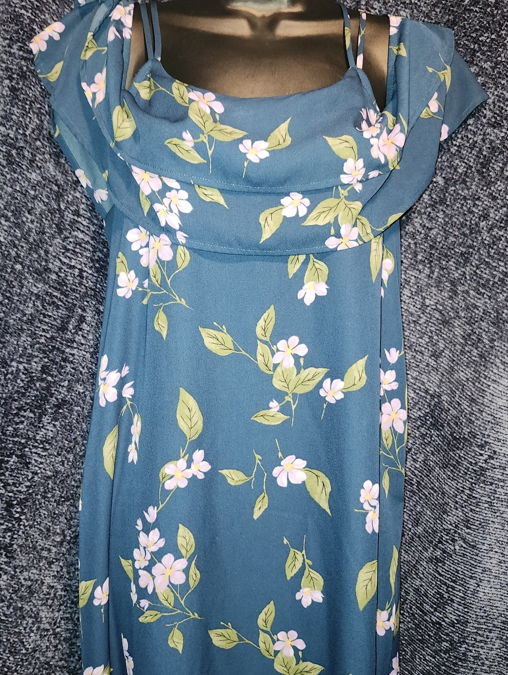 Teal Floral Miami Sundress with Purple Blossoms.